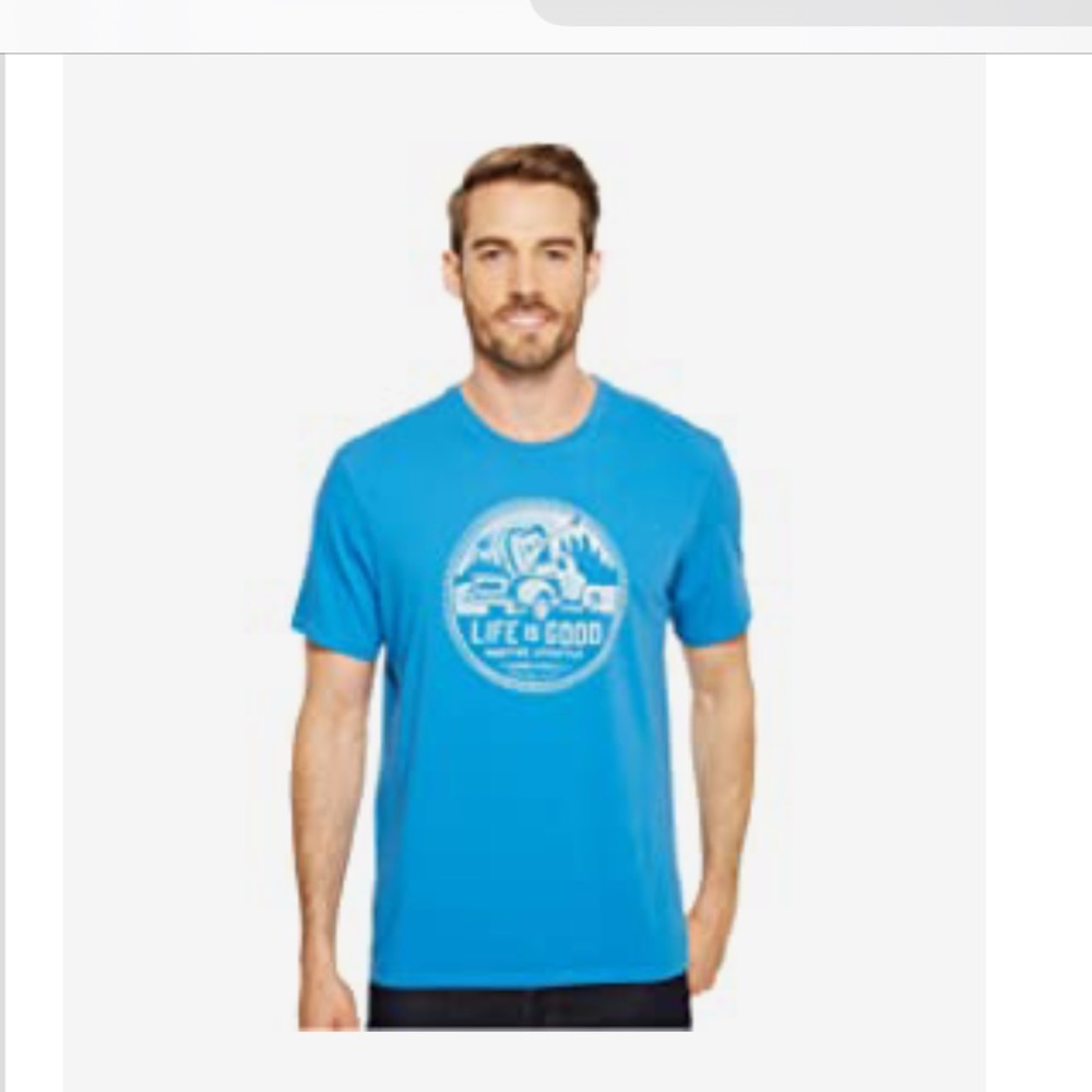 Life is Good-Positive Truck Lifestyle Turquoise-front decal Mens S t-shirt NWT